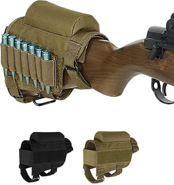 Tactical Buttstock, Rifle Buttstock Cheek Rest with 7 Rifle Ammo Holder