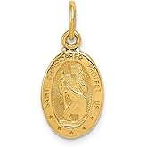 Sonia Jewels Solid 14k Yellow Gold Saint Christopher Medal Charm Pendant (21mm x 10mm)