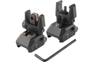 TPRCOL Flip Up Sight Front and Rear Flip Lightweight Sights,with Green Red Fiber Optics Dots, Mounted on Any Picatinny or Wea