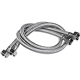 Vataler Faucet Line Connector Braided 304 Stainless Steel Supply Hose 1/2" I.P. Female Thread to 1/2" I.P. Female Straight Th