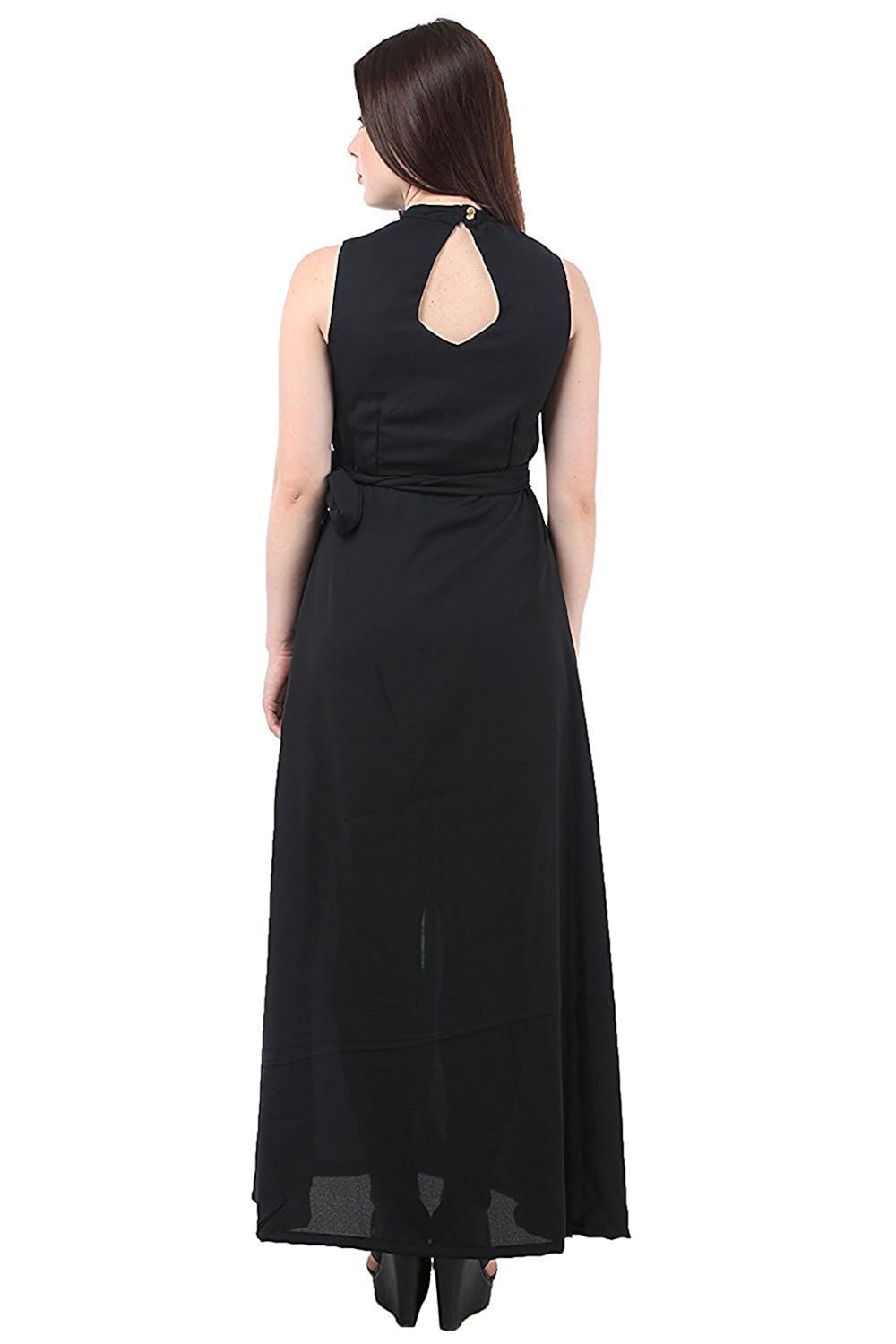 my swag women's georgette sleeveless high neck cape dress