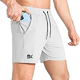 BROKIG Men's Lightweight Gym Shorts with Zip Pocket,Stretch Fitted Quick Dry Athletic Shorts Men for Workout Exercise