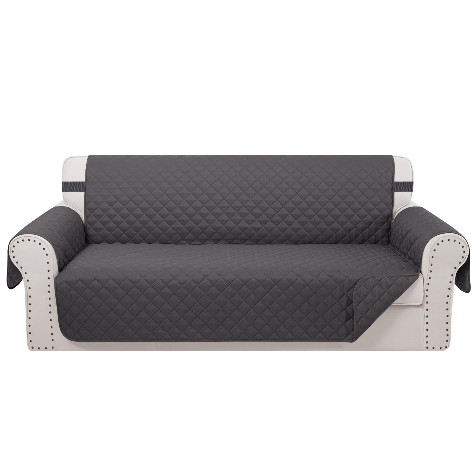 Photo 1 of Luxshare Home Reversible 4 Seater Sofa Cover 91 Inch Large Couch Cover Furniture Protector(Sofa XX-Large,Dark Grey/Dark Grey)