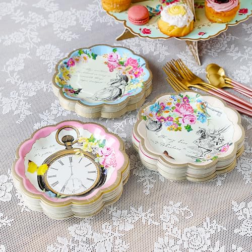 Talking Tables 60 x Alice in Wonderland Paper Plates 6.7inches Pretty Disposabl…