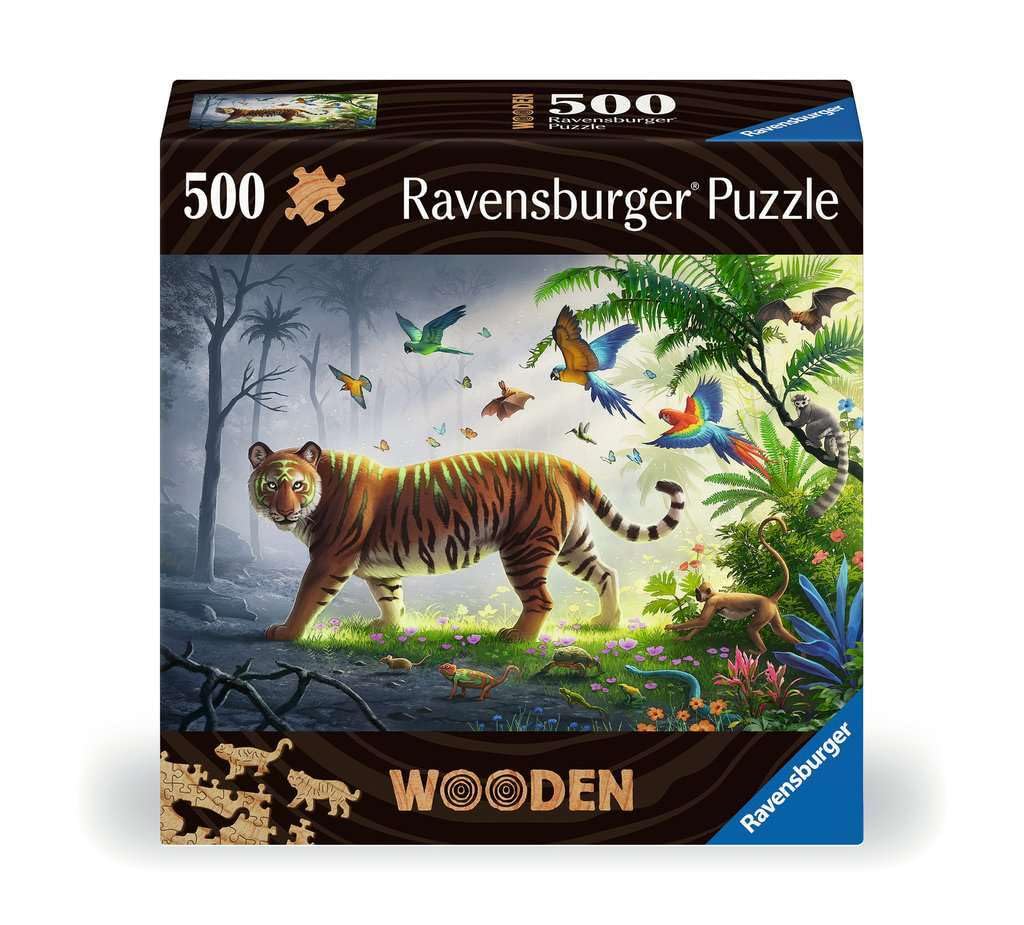 Ravensburger Wooden Jigsaw Puzzle for Adults and Kids Age 14 Years Up - Jungle Tiger 500 Pieces
