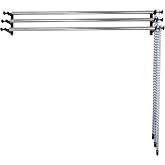 Photography Backdrop Roller Support System with 3 Rollers, 120-Inch Stainless Steel Crossbars, Wall/Ceiling/Stand Mount, Grey Blue Black Chains