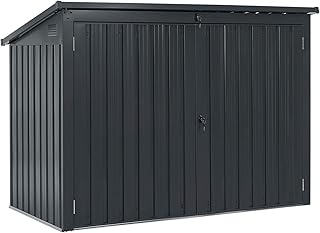 Juskys Mülltonnenbox Namur | Aufbewahrungsbox für 3 Tonnen | 1,9m² | 2 Türen abschließbar | Metall | grau | Mülltonnenverkleidung Müllbox Müllhaus