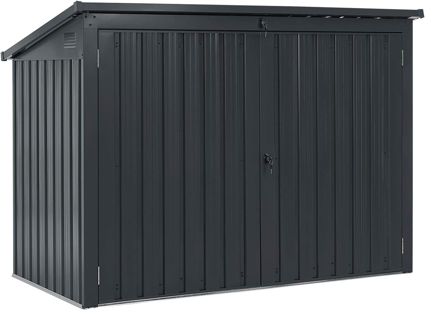 Juskys Mülltonnenbox Namur | Aufbewahrungsbox für 3 Tonnen | 1,9m² | 2 Türen abschließbar | Metall | grau | Mülltonnenverkleidung Müllbox Müllhaus