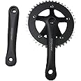 CDHPOWER Single Speed Crankset 44T 165mm Crankarms 130 BCD Crankset for Mountain Road Bike Fixed Gear Bicycle(Square Taper, Black) (44T, Sprocket)