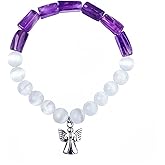 MOLISTONE Unique Sympathy Bracelets - Sympathy Gift for Loss of Loved Ones, Natural Amethyst Selenite Stone Healing Bracelets for Women, Spiritual Healing Angel Charm Memorial Bereavement Gifts