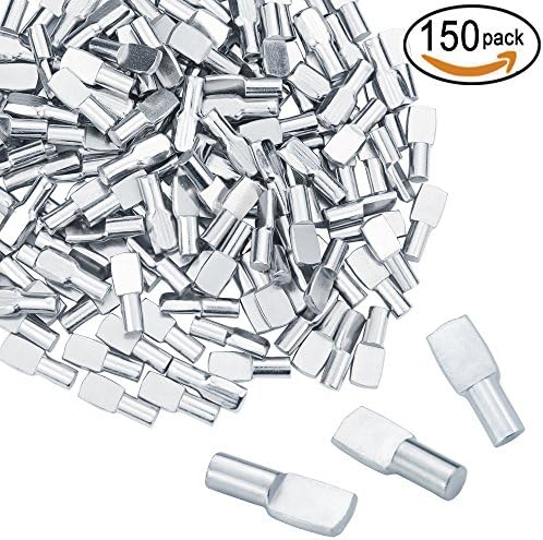 150 Packs Top Quality Shelf Pins 5mm Spoon Shape Cabinet Furniture Shelf Support Pegs Nickel Plated