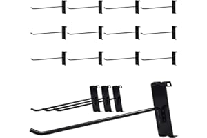 NEESEEYEE Gridwall Hooks 8 Inch, 12PC Heavy Duty Black Display Hooks for Grid Wall Panels, Grid Wall Accessory for Retail Store, Home Stroage, Garage, Trade Show