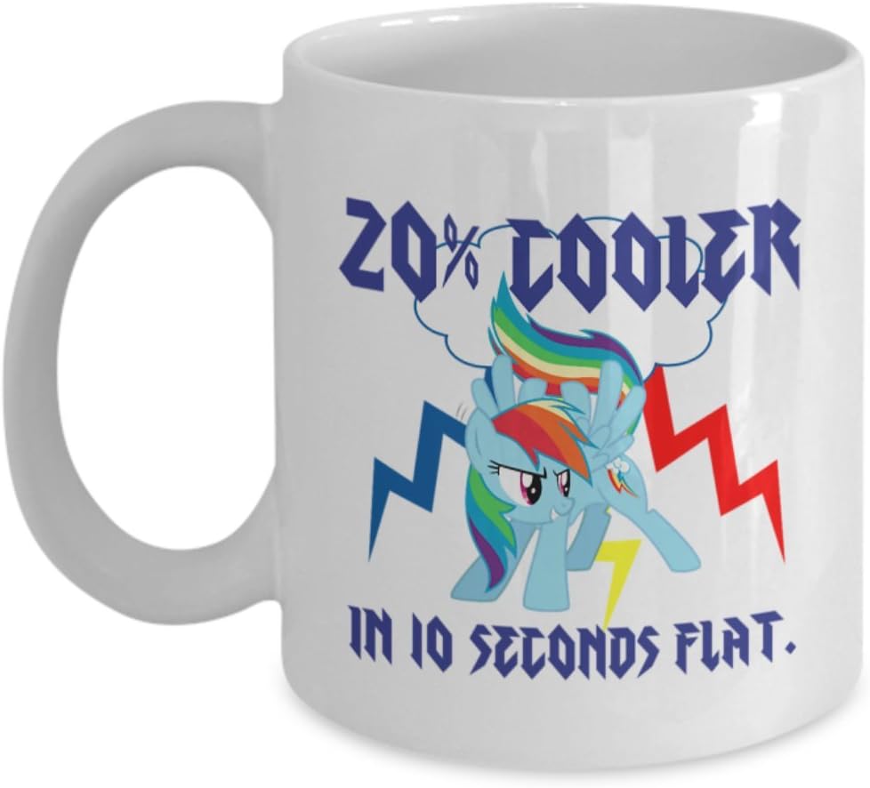 20 Percent Cooler in 10 Seconds Flat My Little Pony Coffee or Tea MugGreat Gift for Brony or Pegasister, Lover of MLP or Equestria Girls, MLP Cup Gift for Adults, Twilight Sparkle, Rainbow Dash