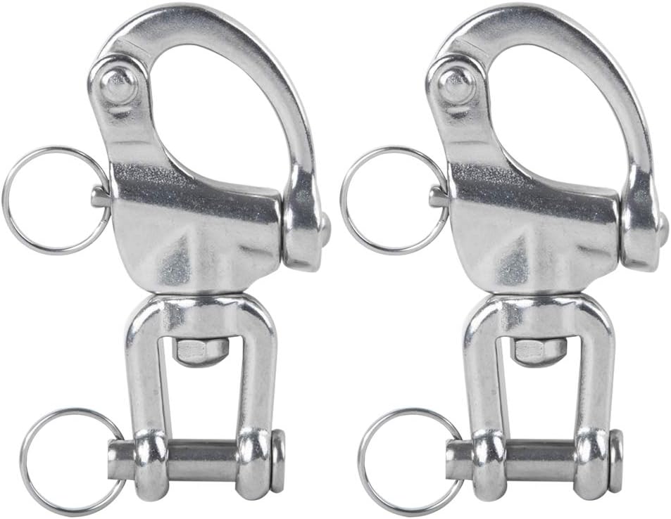 Pack of 2 Boat Jaw Swivel Eye Snap Shackle,Quick Release Bail Rigging