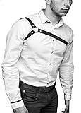 Pinwe Men's Leather Chest Body Harness Belt