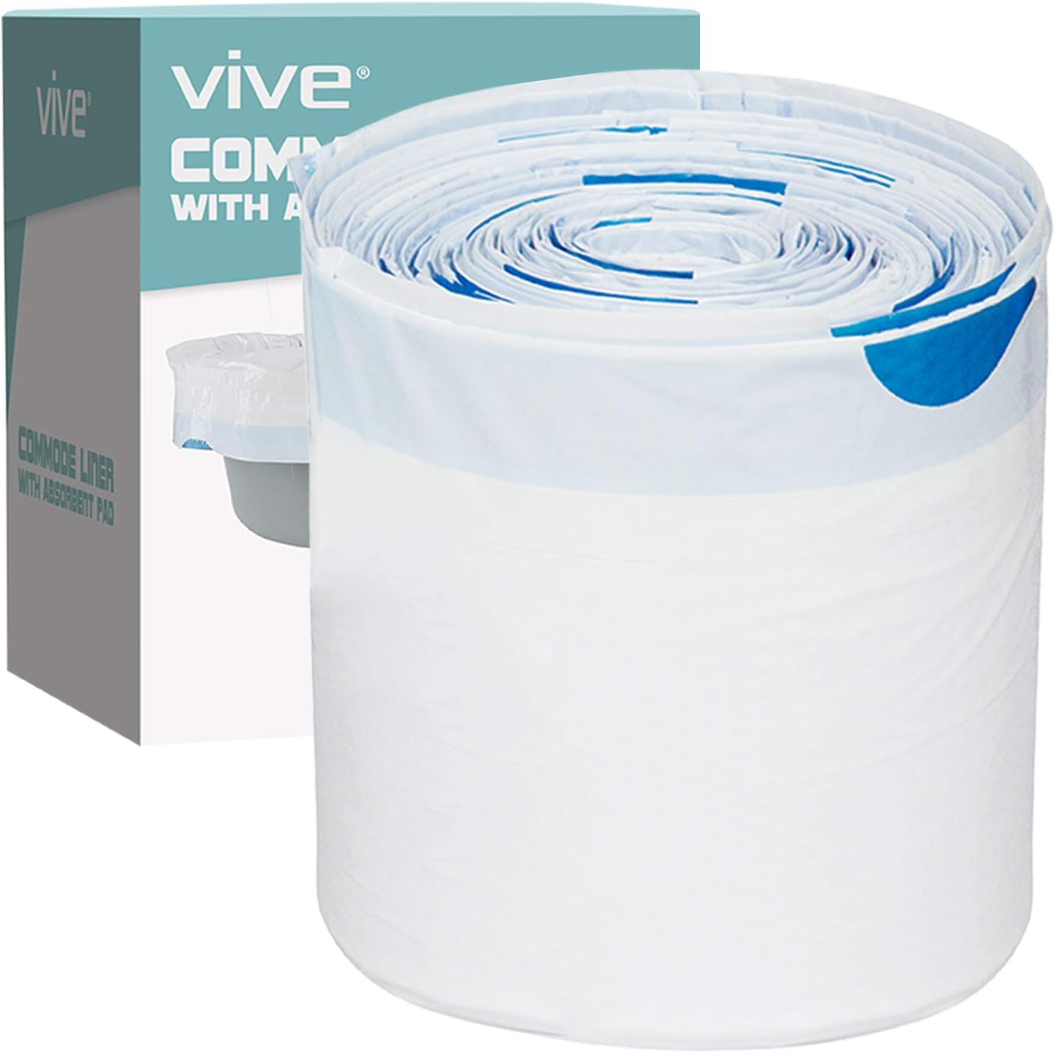 Vive Commode Liners with Absorbent Pad (24 Pack) Disposable