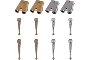 SUPERFINDINGS Iron Bolo Tie Parts Kit 4Pcs Bolo Tie Tips Replacement End Caps Bolo Tie Slide Clasp with 8Pcs Alloy Cord End for Bolo Tie Making