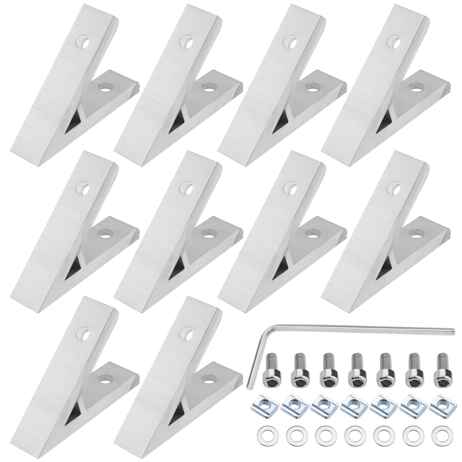 The Lord of the Tools 10Pcs 2020 Extrusion Corner Codes 45 Degree Aluminium Corner Bracket Profile Corner Connector Accessories for 3D Printers CNC Milling Machines