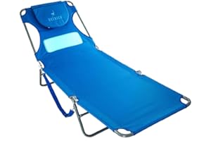 Ostrich Ladies Comfort Lounger Portable Reclining Outdoor Patio Beach Lawn Camping Pool Tanning Chair with Chest Support, Ocean Blue