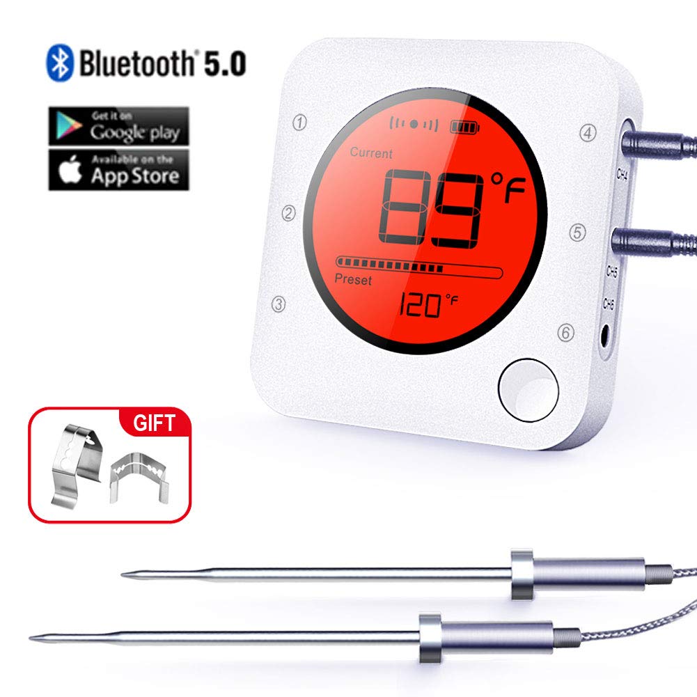 Wireless Bluetooth Meat Thermometer, 2019 Upgrade BBQ Kitchen Cooking