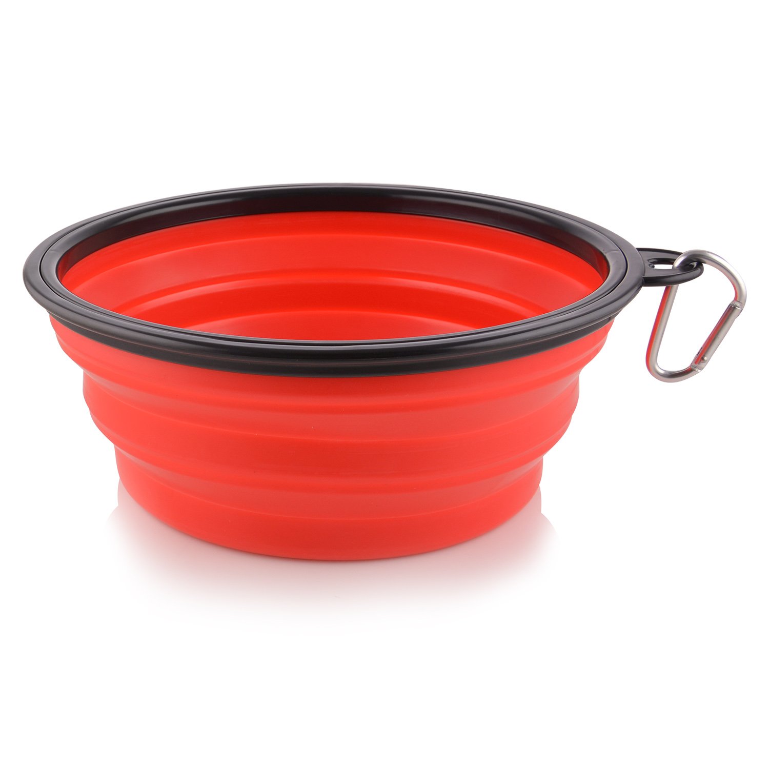 Guardians Extra Large Collapsible Dog Bowl, 102oz Portable Foldable Water Bowls Food Dishes with Carabiner Clip for Travel (Red)