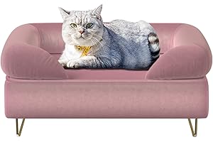Yoonnie room Dog Couch,Cat Sofa,Puppy Bed, Dog Chair for Small Pet,Pet Sofa, Wooden Frame and Velvet Fabric,Cat Couch for Small Cats&Dogs &Puppy Rest,Pink