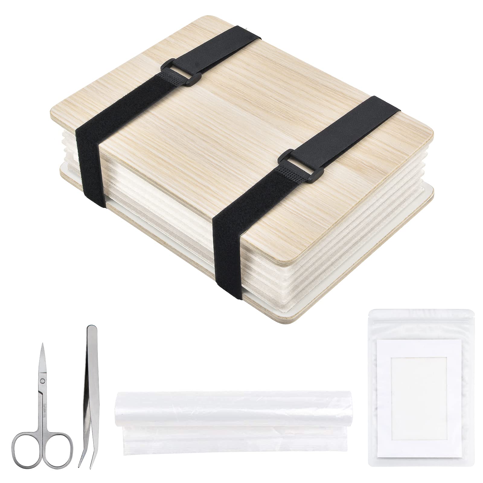 WANDIC Flower Press Kit, Thickened Wooden Art Kit Plant Pressing Book, DIY Art Handicrafts Specimens, Outdoor Learning