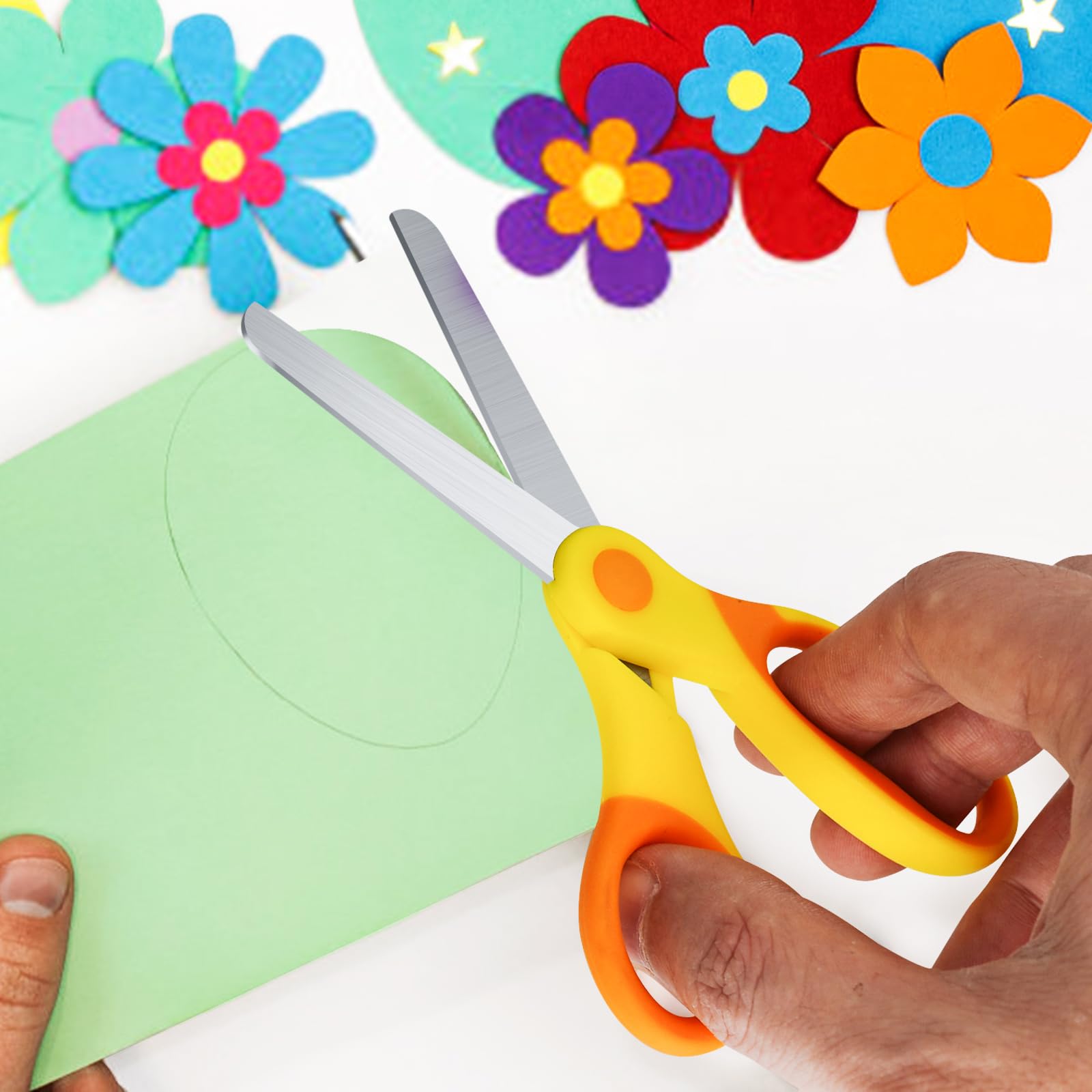 CCR Kinderschere,14cmSchere Schule mit Soft-Griff,Abgerundeten Spitzen fürIdeal für Haus,Schule,Kunst- und Bastelbedarf von Kindern Mehrfarbig,4 Stück 3