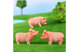 LONCESS Miniature Pig Fairy Garden Accessories, Pink Pig Figurines for Cake Decoration, Landscape Decor and Collection Decor