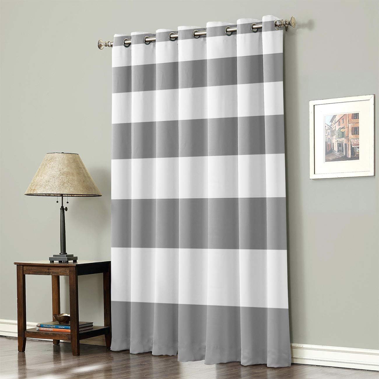 Amazon.com: Mosphee 52x45 Inch Window Curtains Irregular Gray Stripes