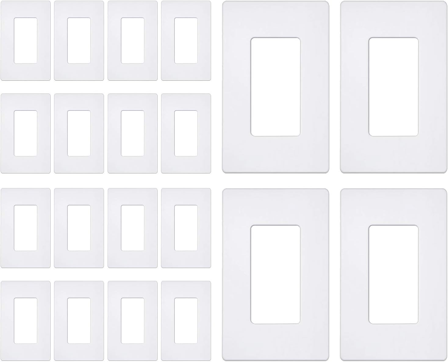 BESTTEN [20 Pack] 1-Gang Screwless Wall Plate, USWP6 Snow White Sequence, Decorator Outlet Cowl, H4.69” x L2.91”, for Mild Swap, Dimmer, USB, GFCI, Receptacle, UL Listed