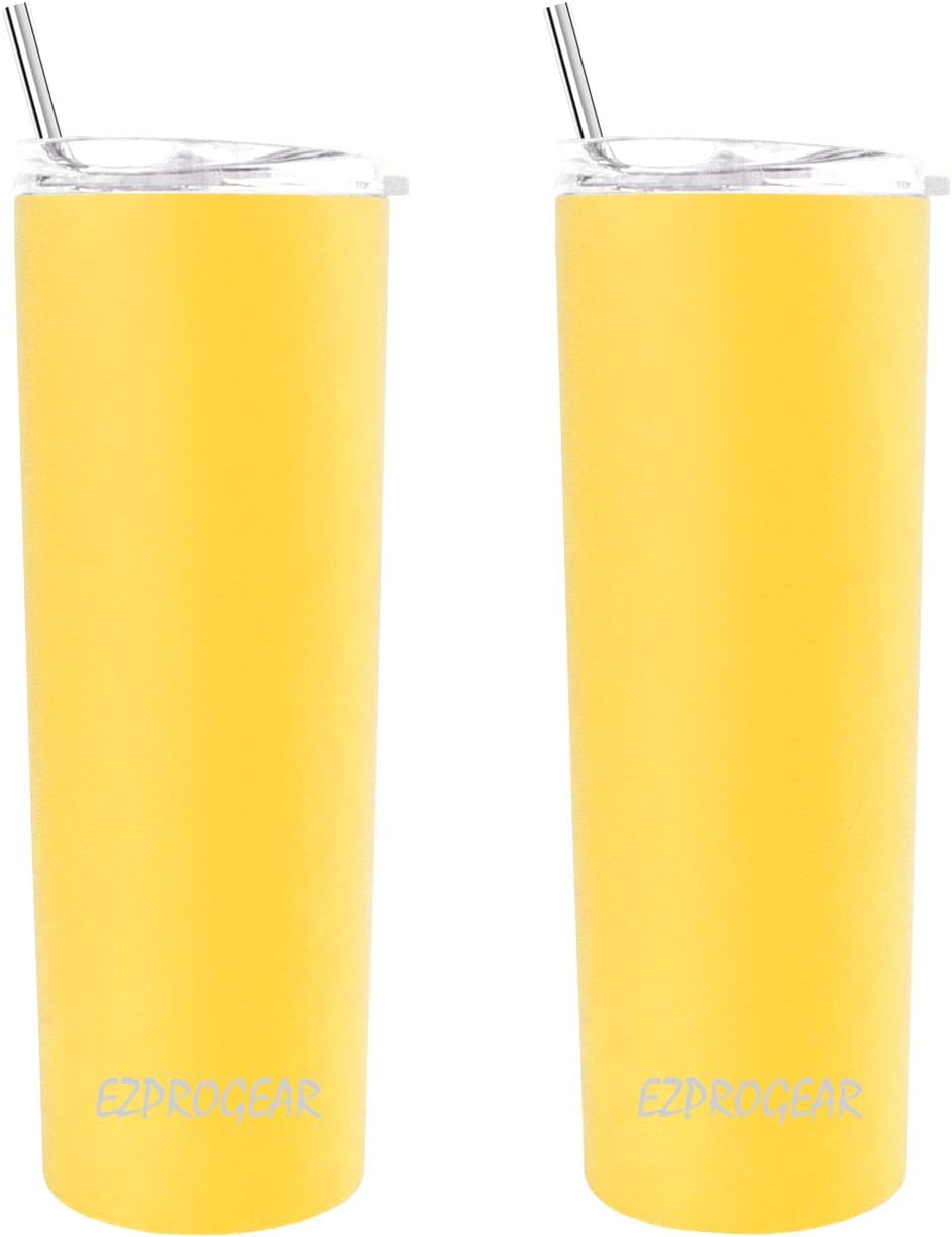 Ezprogear 20 oz 2 Pack Stainless Steel Vacuum Insulted Slim Skinny Tumbler (20 oz 2 Pack, Cyber)