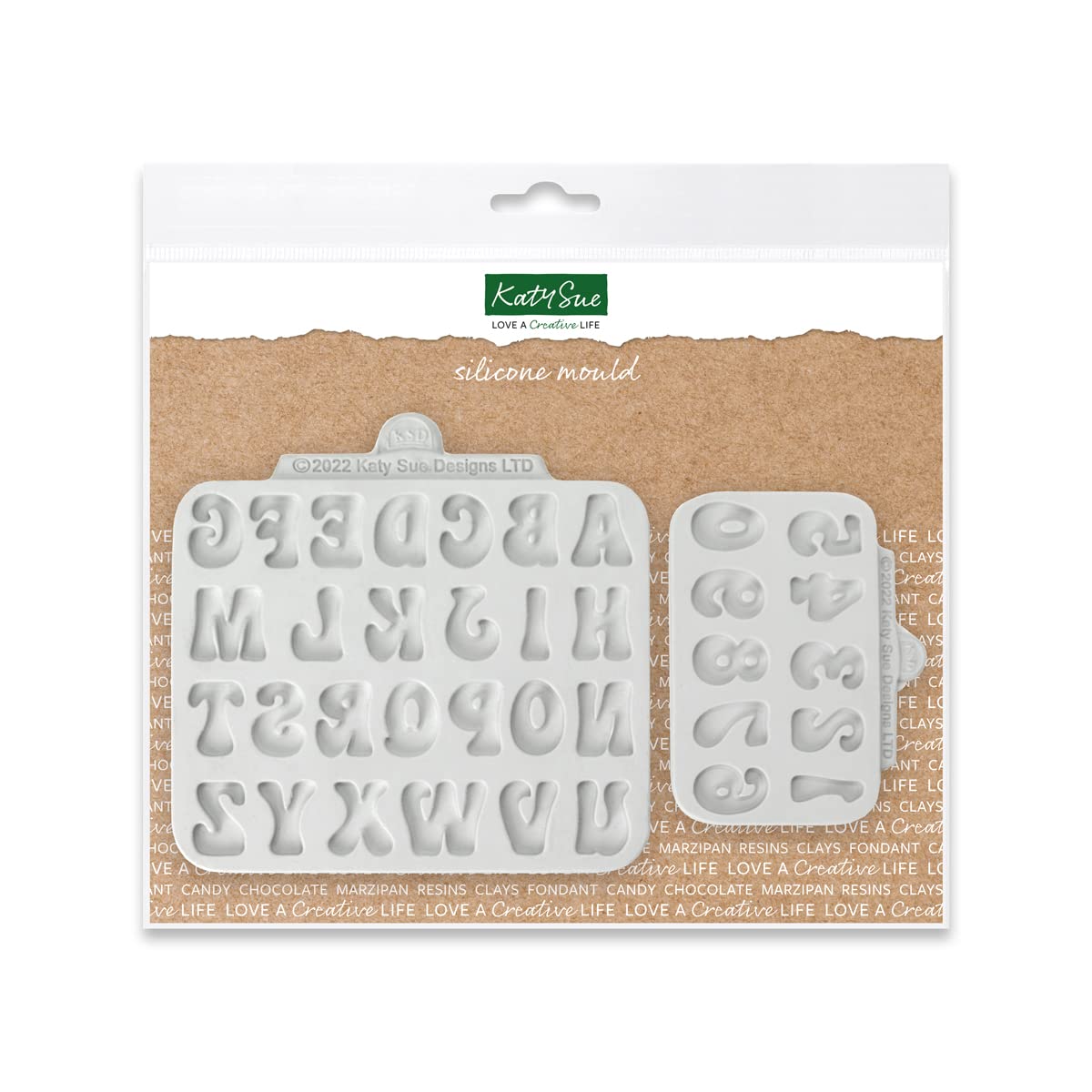 Katy Sue Fun Font Alphabet & Numbers Silicone Moulds (Pack of 2) for Cake Decorating & Crafts