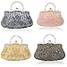SSMY Beaded Sequin Design Flower Evening Purse Large Clutch Bag (Gold)