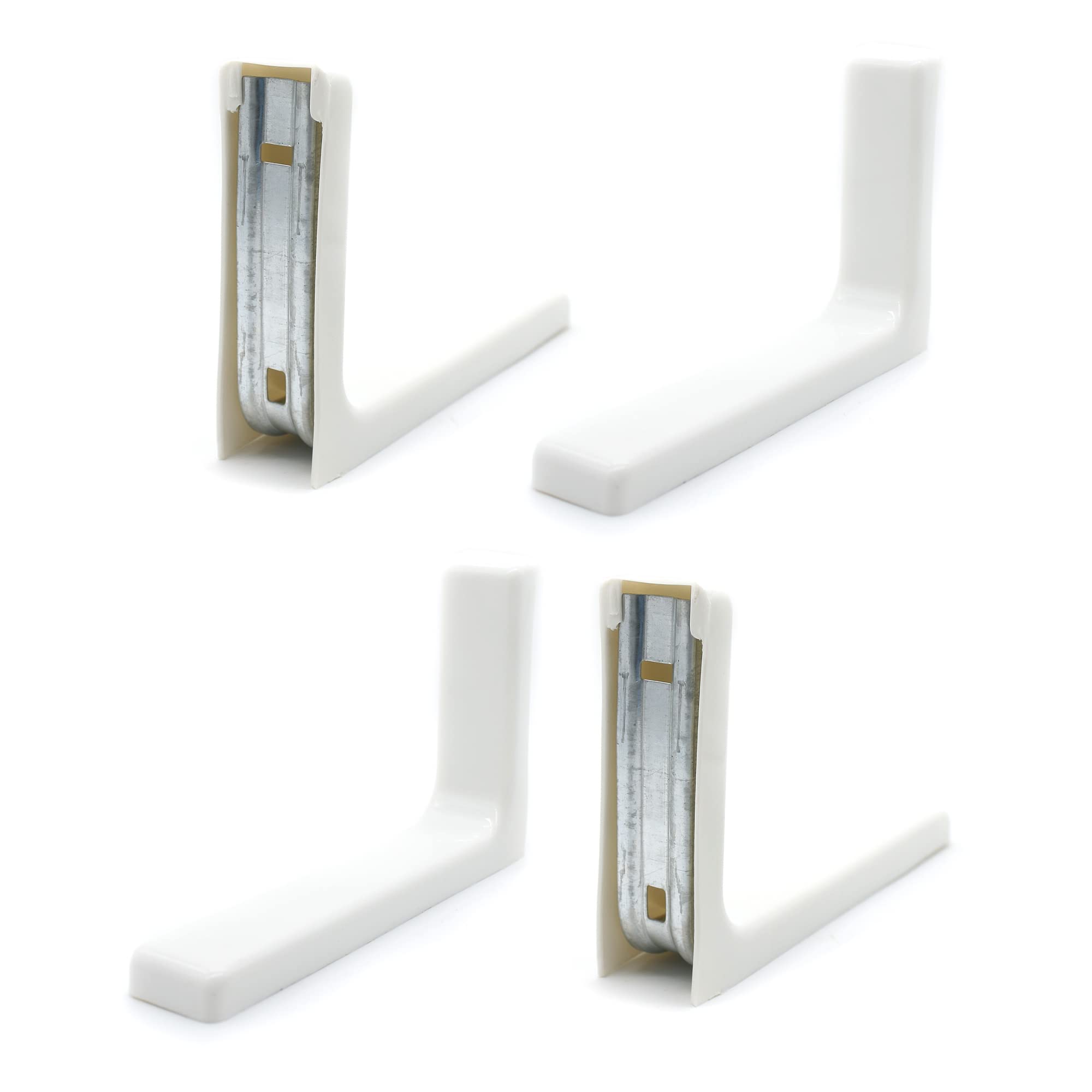 DOJA Barcelona wall Shelf Brackets, Covered Metal Shelf Brackets, White, wall, Covered Metal, White 4 115 X 78 Mm Plastic, Support for Workbench and Book Support, Plastic Coated