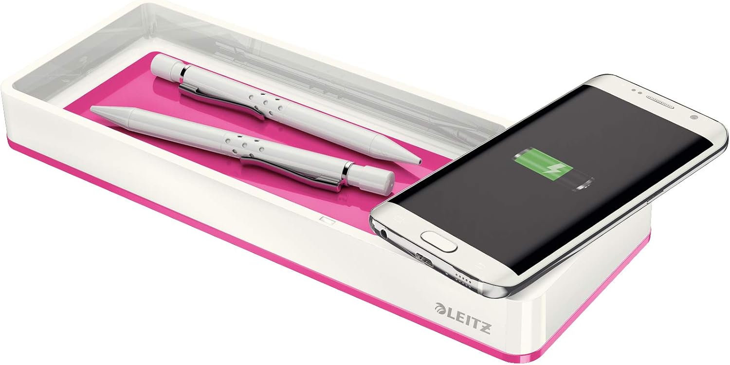 Leitz TS-120559 Wow Desk Organiser with Inductive Charger, Pink - Image 3