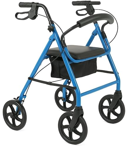 Andador con asiento, andador de acero con ruedas de 8 Andador con asiento, andador de acero con ruedas de 8