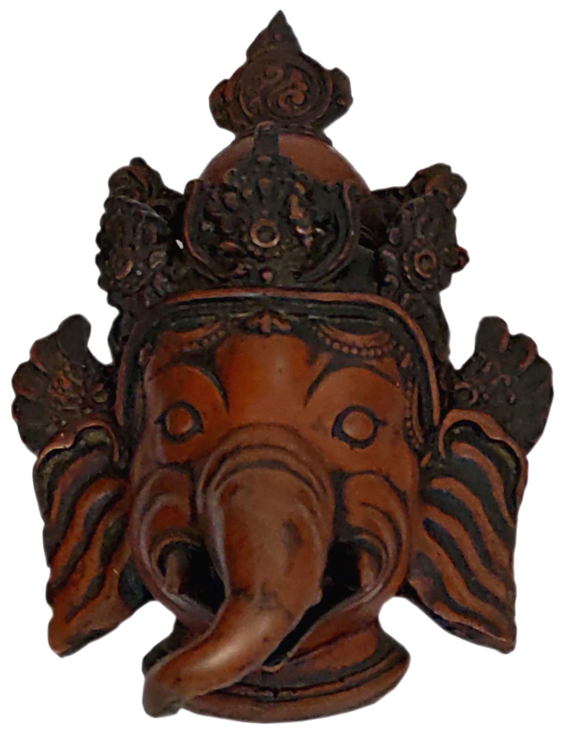 Purpledip Resin Idol Krodhit Ganesha: Dakshin Murti Angry Ganapathi Wall Hanging Stone Finish Mask (11800)