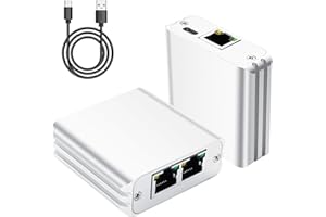 GINTOOYUN RJ45 Ethernet Splitter 1 to 2 Out 1000Mbps High Speed Gigabit Switch Network Splitter Internet Distributor with USB