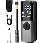 GPUTEK Bike Electric Air Pump: 150Psi Portable Bicycle Tire Pump with Digital Pressure Gauge for Road Bike, Mountain Bike, E-Bike, Motorcycle with Presta, Schrader, Dunlop Valve Accessories
