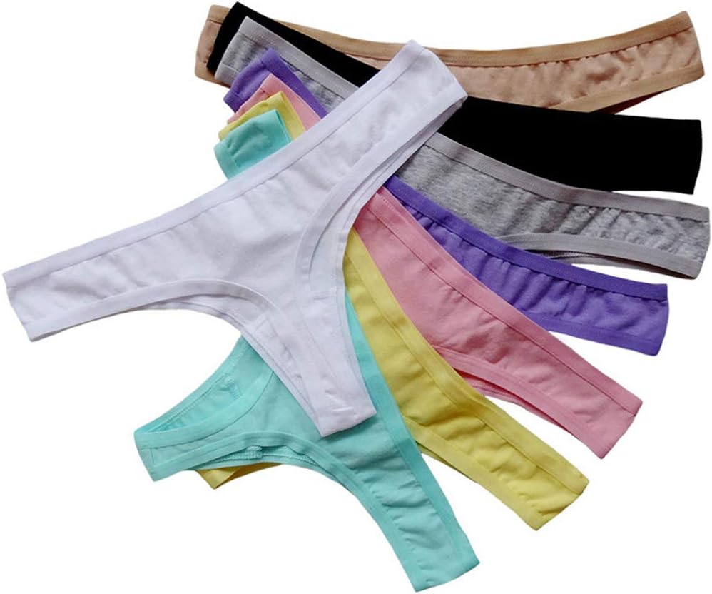 Women's 6-8 Pack Cotton Thongs G-String & Tangas Assort Color S/2XL (S, Random 6 Pack)