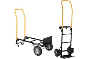 LUCKYERMORE Convertible Hand Truck Dual Purpose 2 Wheel Dolly Cart and 4 Wheel Push Cart with Swivel Wheels 330 Lbs Capacity Heavy Duty Platform Cart for Moving/Warehouse/Garden/Grocery