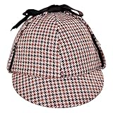 Sherlock Holmes Houndstooth Detective Costume Hat Red & Black