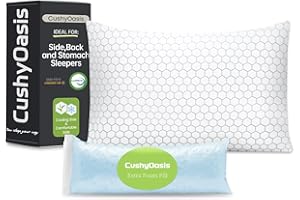 CushyOasis Bed Pillows for Sleeping, Adjustable Shredded Memory Foam Filling，Cooling Pillow with Washable Removable Cover for Side，Back and Stomach Sleepers - Queen Pillows