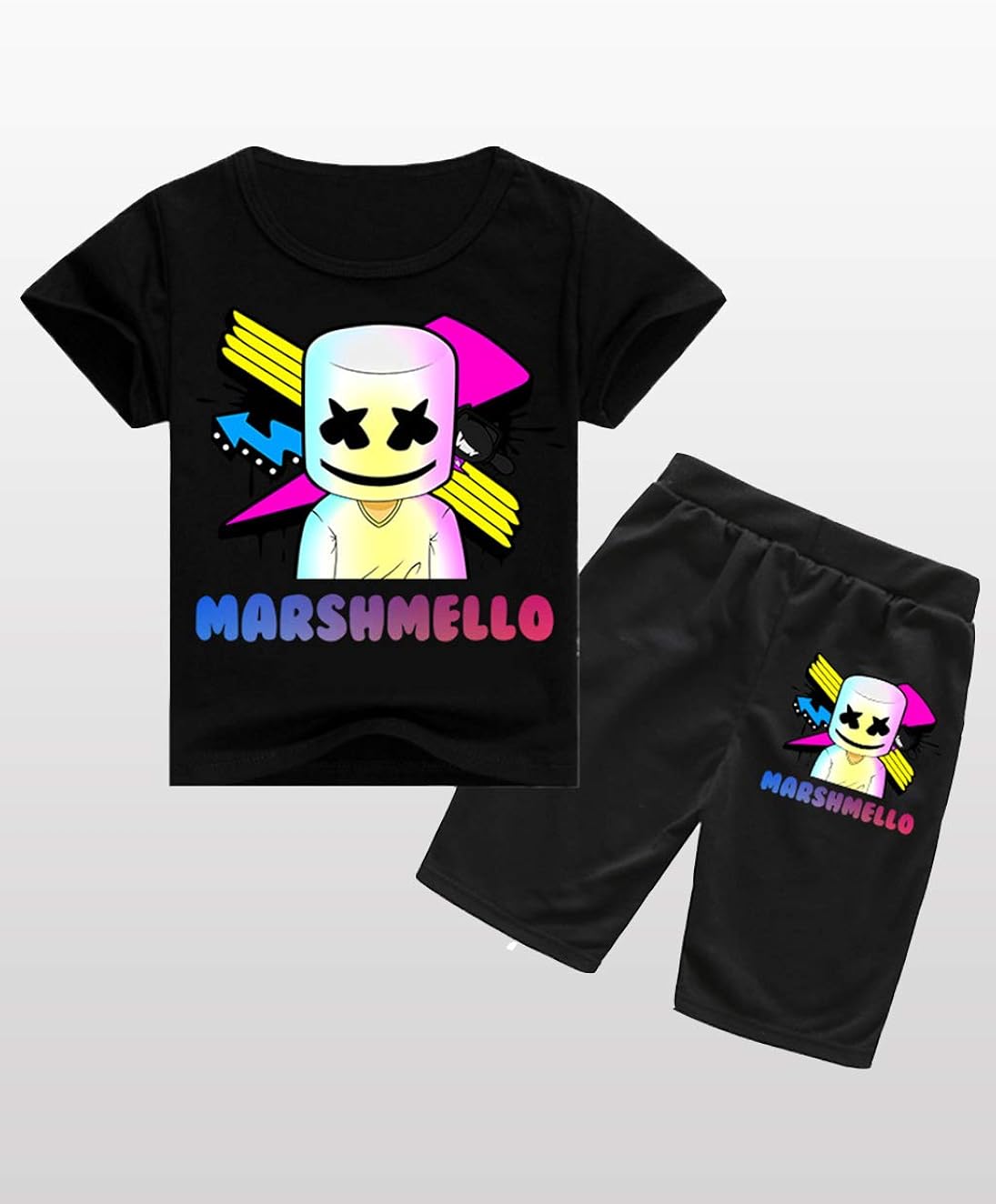 Siennaa - Chándal Deportivo Informal para niños y niñas, Estilo Marshmello DJ, música electrónica, Camiseta y pantalón Corto para niños Negro 160 cm: Amazon.es: Ropa y accesorios