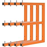 Lumber Rack Wall-Mounted Lumber Storage Rack, Heavy Duty Wood Storage Racks with 6-Level System, 1320 LB Sturdy Garage Wood Organizer, Orange Lumber Metal Racks for Indoor and Outdoor (4 Pack)