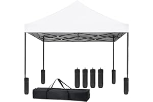 Ruesleag Pop Up Camping Tent Canopy 10x10 Pop Up Party Tent Outdoor Instant Folding Protable Gazebo with Carrying Bag Gazebo Shelter for Wedding Patio Deck Garden and Beach,White