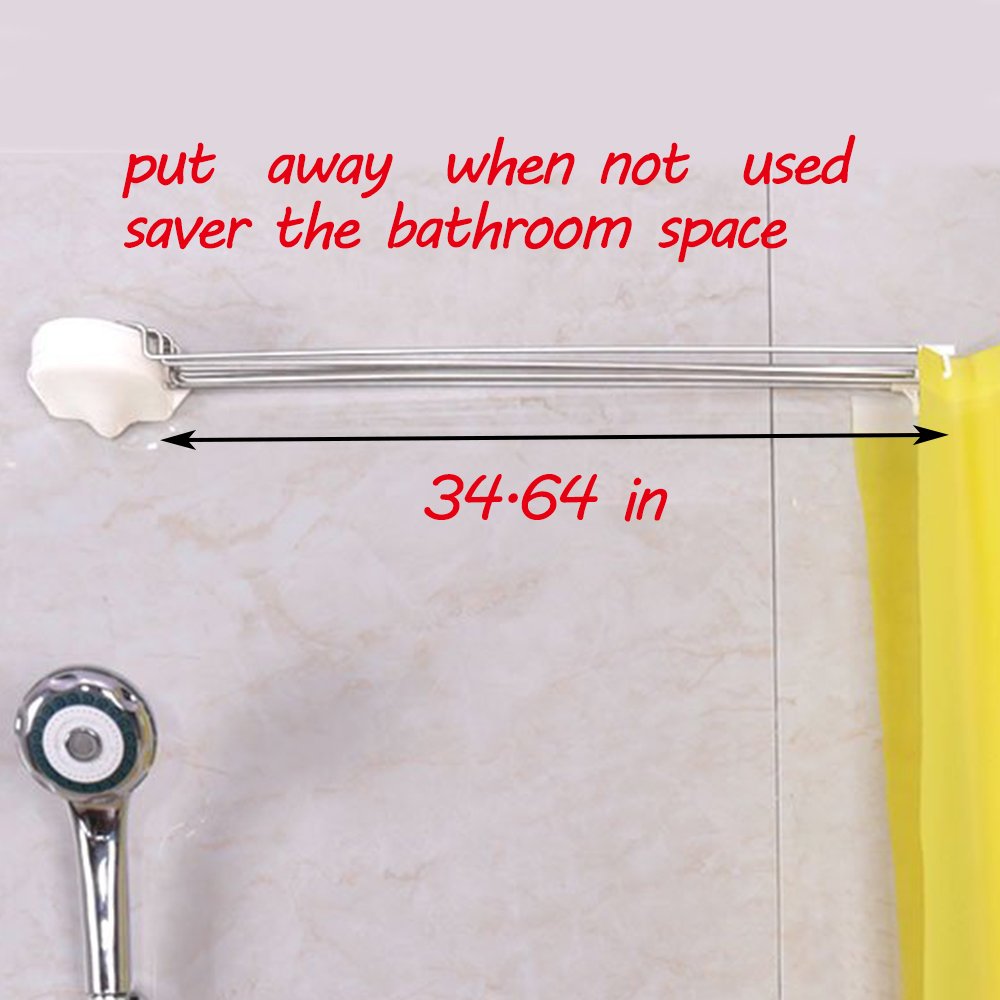 Home Baoyouni Foldable Wall Mounted Shower Curtain Rod Space Saver