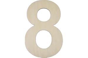 HILAZA 17 Inch Large Wooden Number 8, 1/4 Inch Thick Unfinished Blank Wood Number Slice Sign Board for Wall Decor, Craft, DIY Project, Birthday Wedding Party Decoration