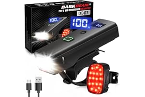 DARKBEAM Bicycle Lights Set USB-C Rechargeable, High Lumens Bike Headlight and Super Back Taillight 4+5 Modes, Bike Lights for Night Riding Easy to Install for Men Women Kids Road Mountain Cycling